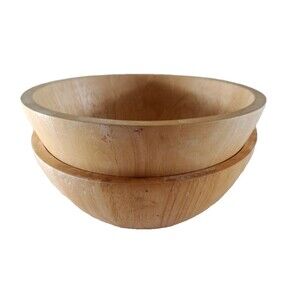 The Cellar Wood Bowls Set of 2 Light Grain Salad Fruit Retro Macys Thailand 8"